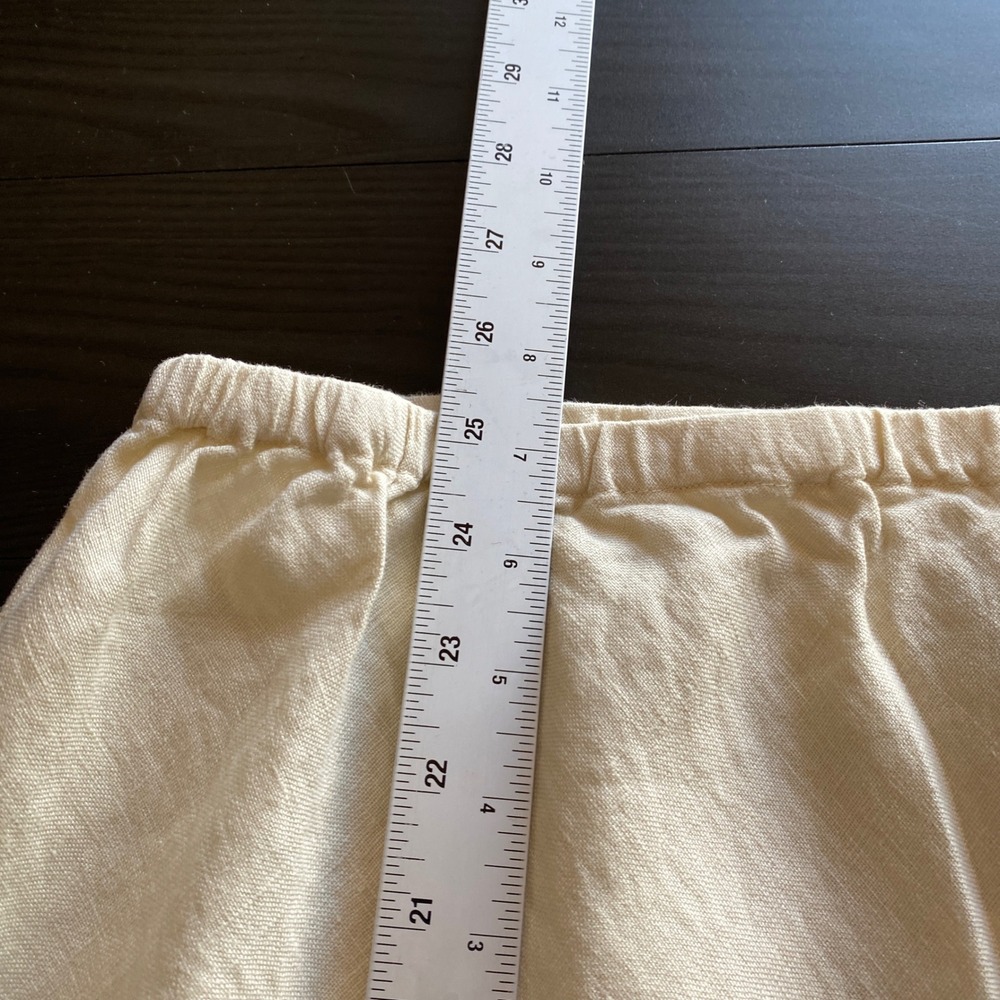 J Jill Linen Skirt XL Petite Cream Button Hem Elastic Waist XLP Beach Boho - Picture 8 of 9
